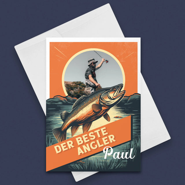 Foto Und Unterschrift: Der Beste Angler - Glückwunschkarte