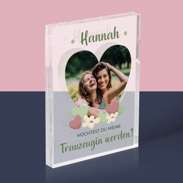 Foto Und Unterschrift: Willst Du Mein Trauzeugin Werden? - Acrylblock