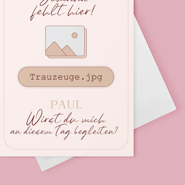 Name Und Unterschrift: Jemand Fehlt - Trauzeuge - Glückwunschkarte