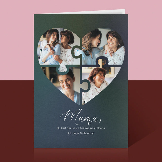 Fotocollage: Herz Puzzle Für Mama - Glückwunschkarte
