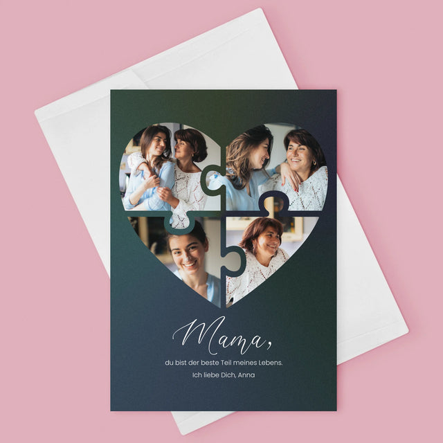 Fotocollage: Herz Puzzle Für Mama - Glückwunschkarte