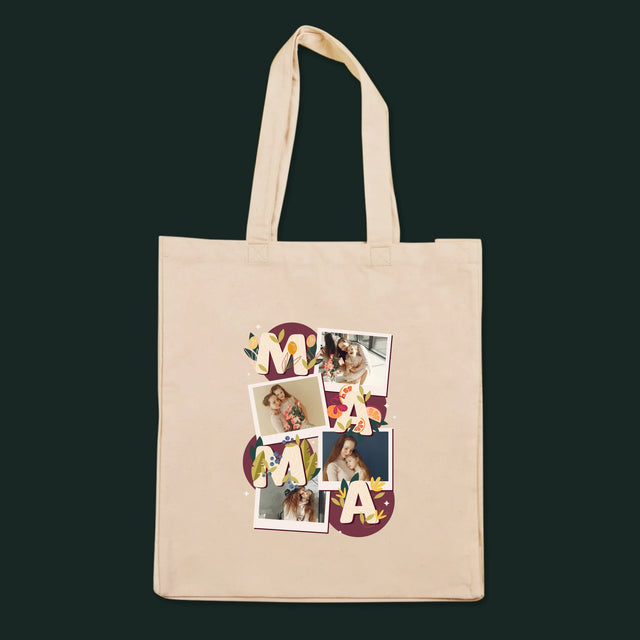 Fotocollage: Buchstaben Mama - Stofftasche