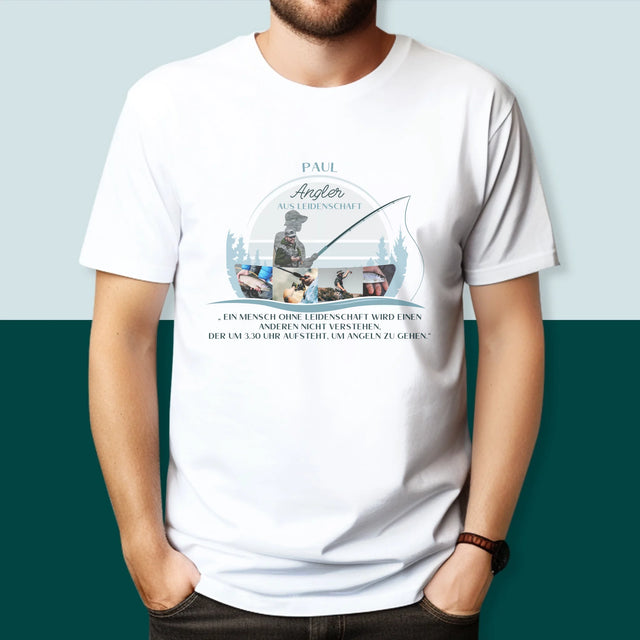 Form aus Fotos: Leidenschaftlicher Fischer – Bedrucktes Herren-T-Shirt | DE