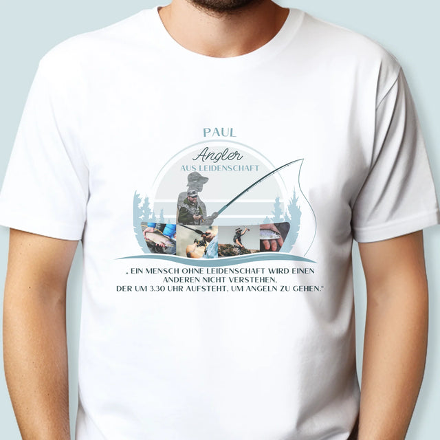 Form aus Fotos: Leidenschaftlicher Fischer – Bedrucktes Herren-T-Shirt | DE