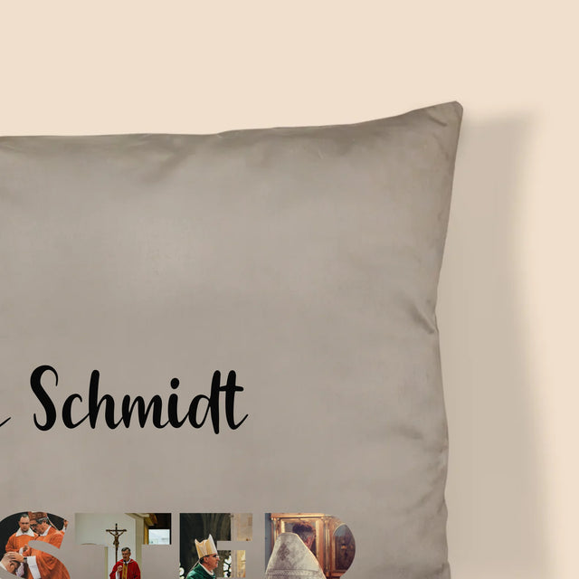 Buchstaben-Collage: Priester Aus Berufung - Kissen