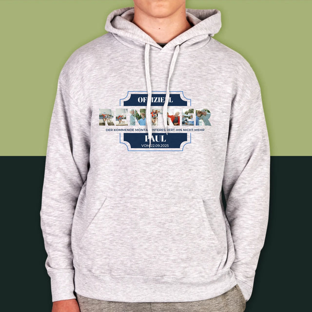 Buchstaben-Collage: Offiziell Im Ruhestand - Kapuzenpullover Für Herren