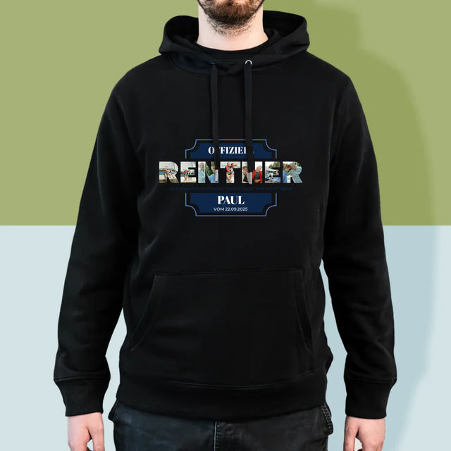 Buchstaben-Collage: Offiziell Im Ruhestand - Kapuzenpullover Für Herren