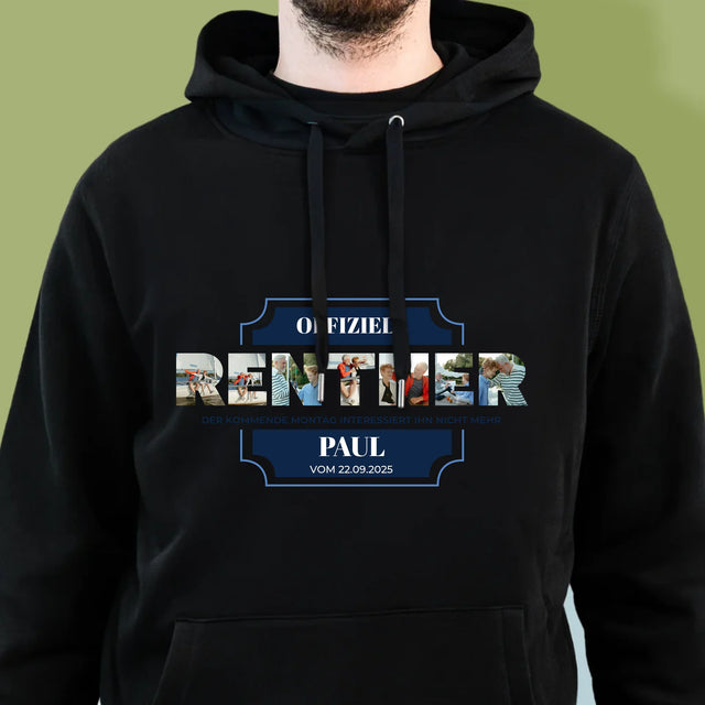 Buchstaben-Collage: Offiziell Im Ruhestand - Kapuzenpullover Für Herren