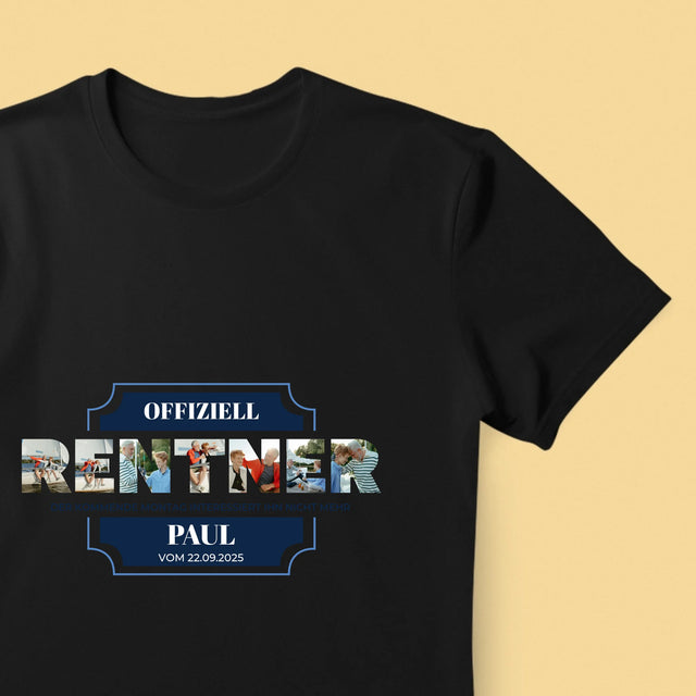 Buchstaben-Collage: Offiziell Im Ruhestand - T-Shirt Für Herren