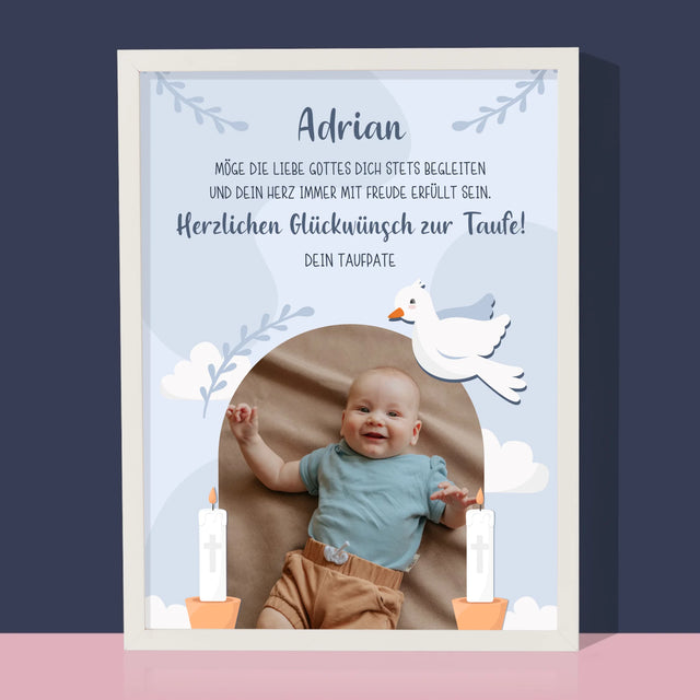 Foto Und Unterschrift: Zur Taufe Glückwünsche - Druck Mit Rahmen 30X40