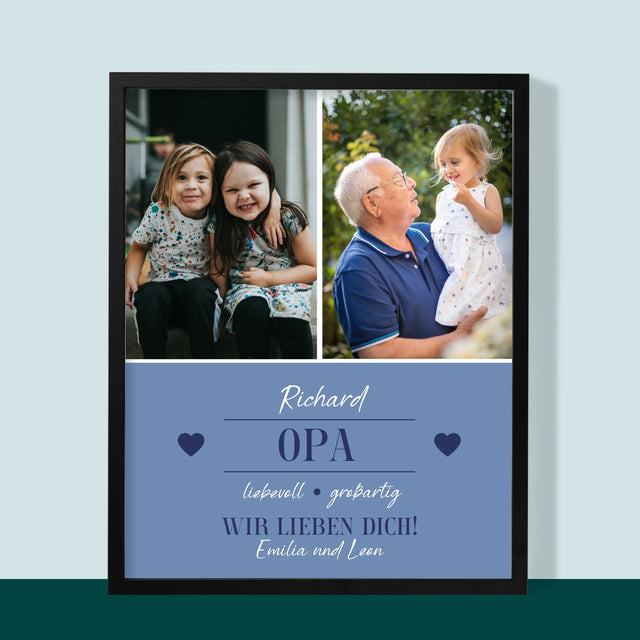 Fotocollage: Geliebter Opa - Druck Mit Rahmen 30X40