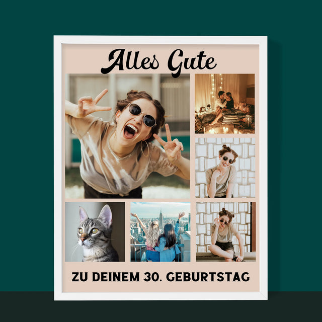 Fotocollage: Geburtstags-Collage - Druck Mit Rahmen 30X40