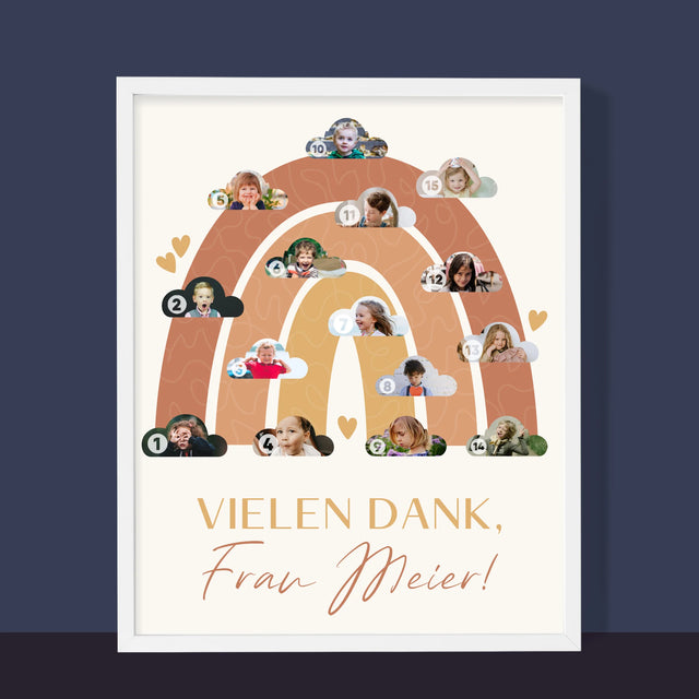 Fotocollage: Lehrer Regenbogen - Druck Mit Rahmen 30X40