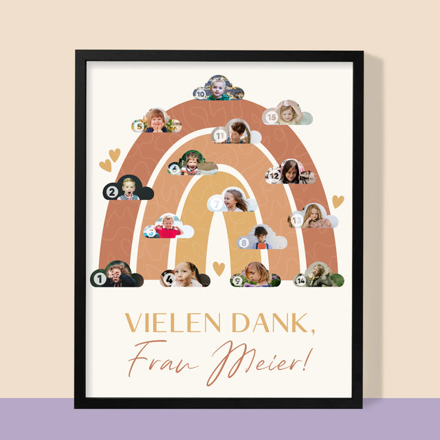 Fotocollage: Lehrer Regenbogen - Druck Mit Rahmen 30X40