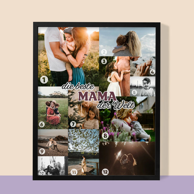 Fotocollage: Beste Mama Der Welt - Druck Mit Rahmen 30X40