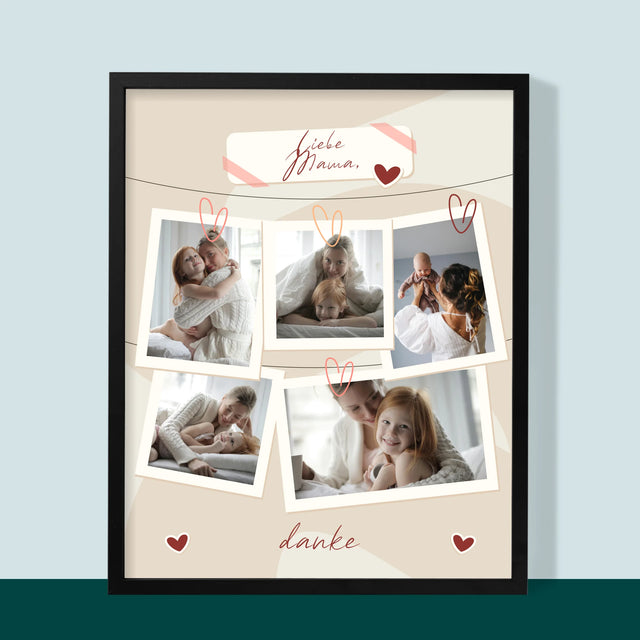 Fotocollage: Mama, Danke Für Alles - Druck Mit Rahmen 30X40