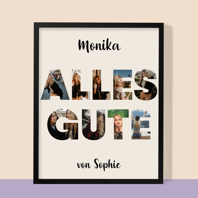Buchstaben-Collage: Alles Gute - Druck Mit Rahmen 30X40