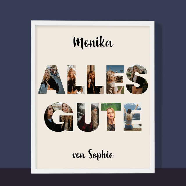 Buchstaben-Collage: Alles Gute - Druck Mit Rahmen 30X40