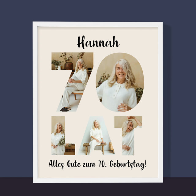 Buchstaben-Collage: 70. Geburtstag - Druck Mit Rahmen 30X40