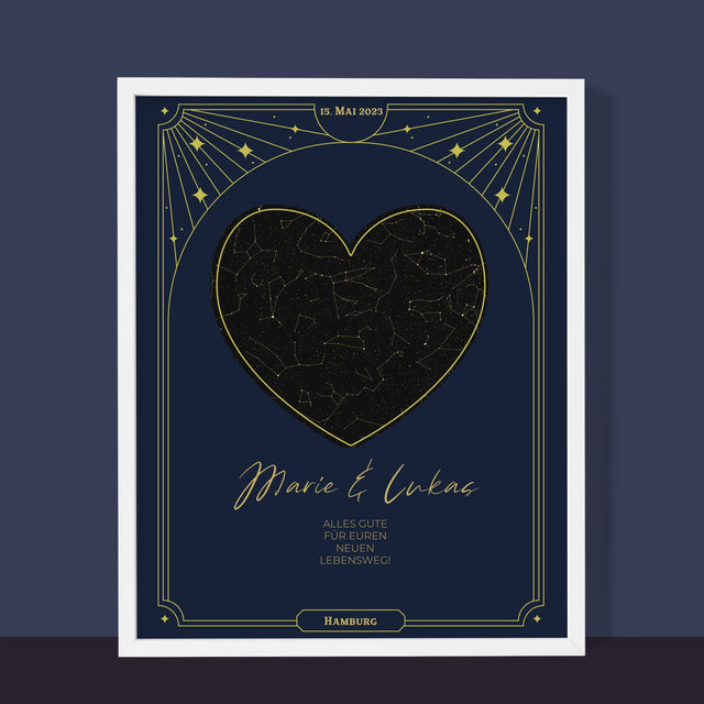 Sternkarte: Sternkarte: Neuer Lebensweg - Druck Mit Rahmen 30X40