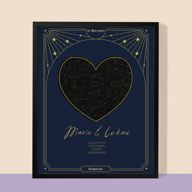 Sternkarte: Sternkarte: Neuer Lebensweg - Druck Mit Rahmen 30X40