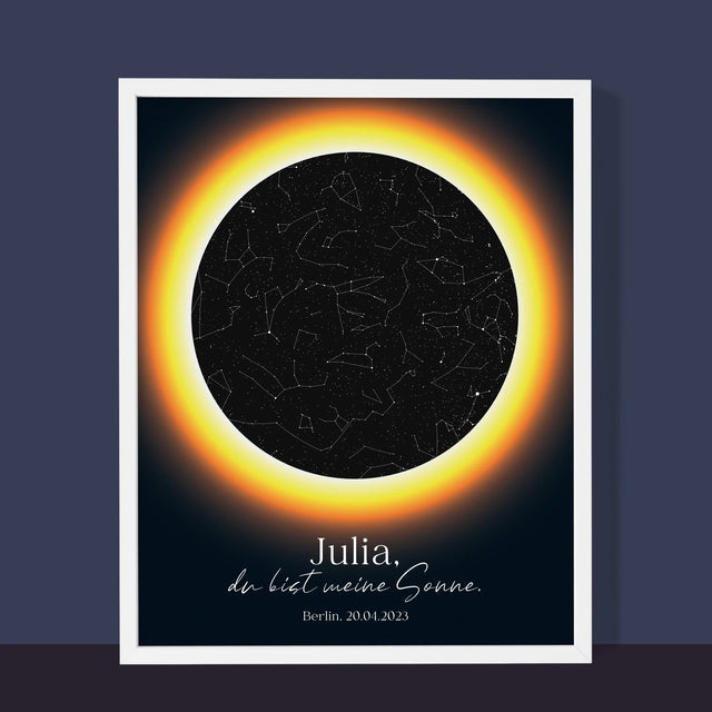 Sternkarte: Sternkarte: Du Bist Meine Sonne - Druck Mit Rahmen 30X40