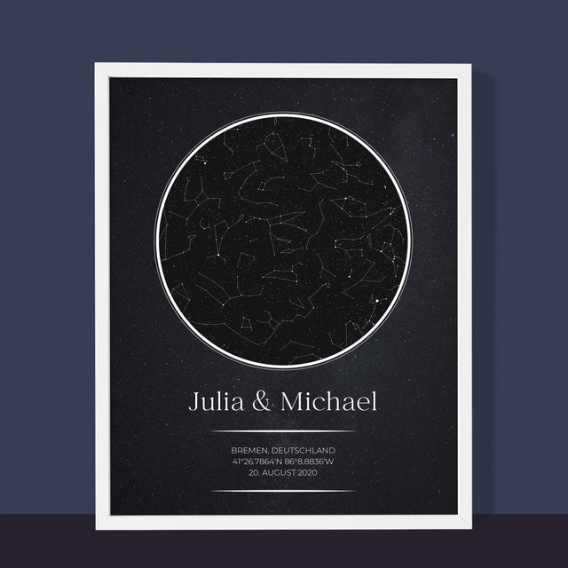 Sternkarte: Sternkarte: Verliebte - Druck Mit Rahmen 30X40