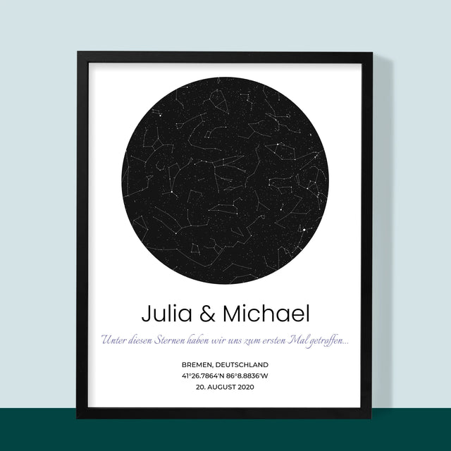 Sternkarte: Sternkarte: Unter Den Sternen - Druck Mit Rahmen 30X40