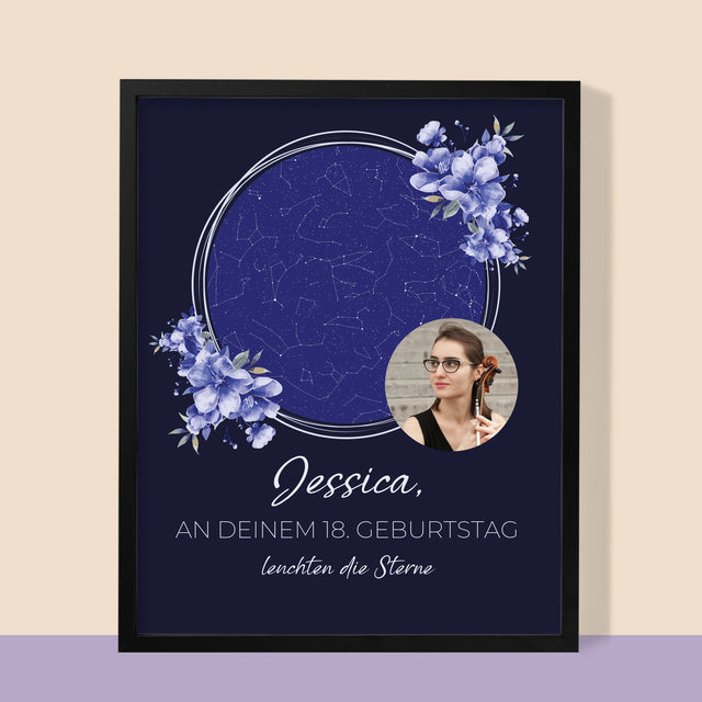 Sternkarte: Sternkarte: Sterne Leuchten Für Dich - Druck Mit Rahmen 30X40