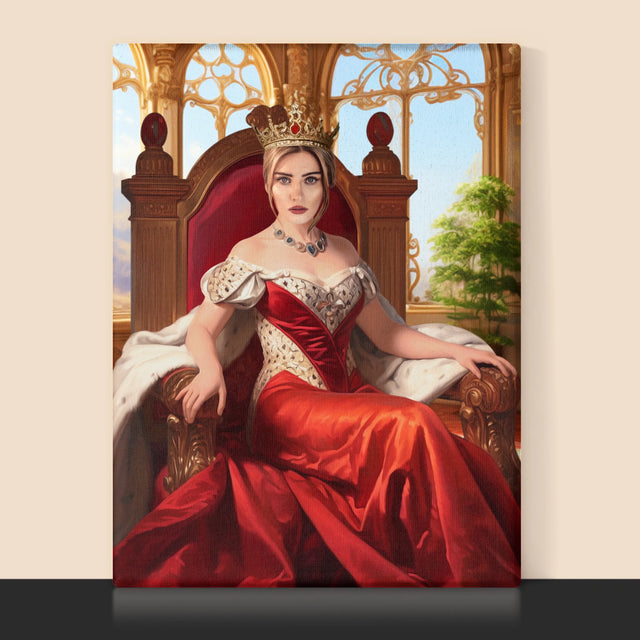 Königsporträt: Königin Auf Dem Thron - Druck Mit Rahmen 30X40