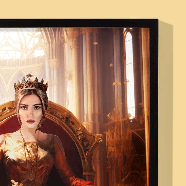 Königsporträt: Königin Im Thronsaal - Druck Mit Rahmen 30X40