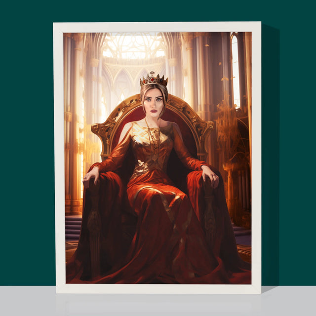Königsporträt: Königin Im Thronsaal - Druck Mit Rahmen 30X40