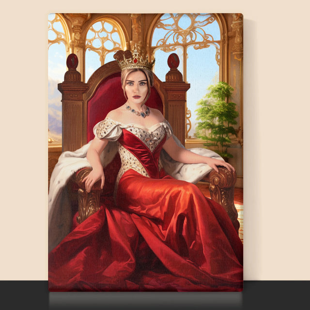 Königsporträt: Königin Auf Dem Thron - Druck Mit Rahmen 30X40