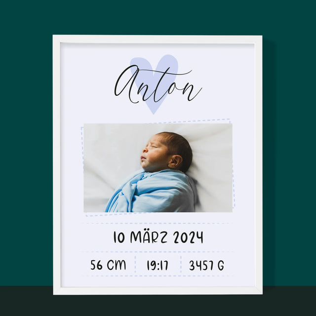 Geburtsdatum: Geburtsdatum Junge - Druck Mit Rahmen 30X40