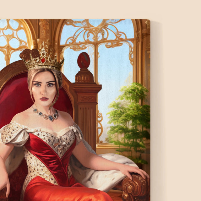 Königsporträt: Königin Auf Dem Thron - Druck Mit Rahmen 30X40