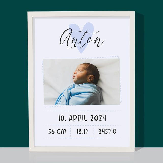 Geburtsdatum: Geburtsdatum Junge - Druck Mit Rahmen 30X40