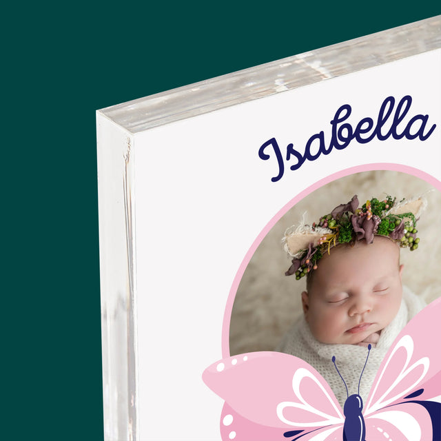 Geburtsdatum: Geburtsdatum Schmetterling - Acrylblock