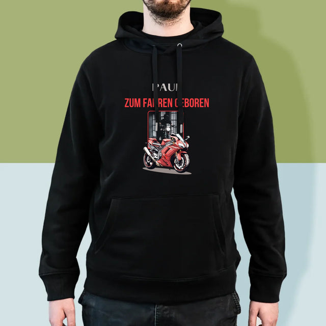 Foto Und Unterschrift: Zum Fahren Geboren - Kapuzenpullover Für Herren