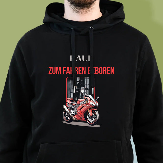 Foto Und Unterschrift: Zum Fahren Geboren - Kapuzenpullover Für Herren
