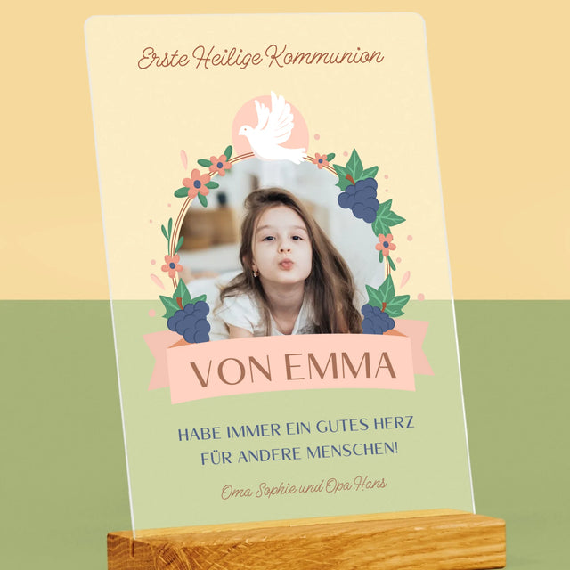 Foto Und Unterschrift: Gutes Herz Kommunion - Druck Auf Acrylglas