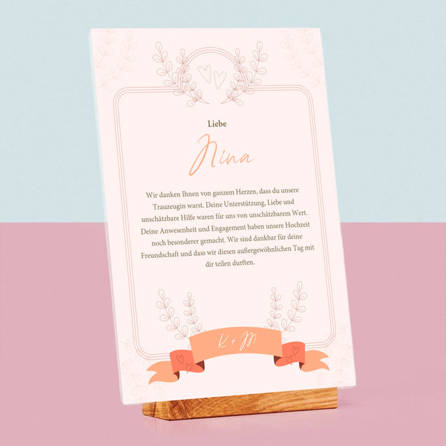 Name Und Unterschrift: Dank An Die Trauzeugin - Druck Auf Acrylglas