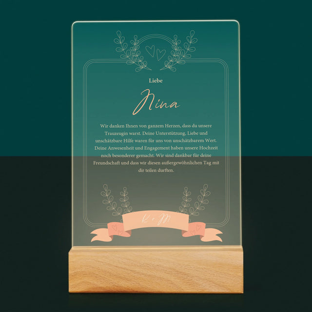 Name Und Unterschrift: Dank An Die Trauzeugin - Druck Auf Acrylglas