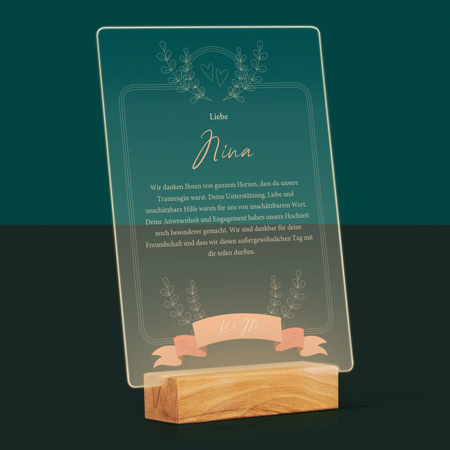 Name Und Unterschrift: Dank An Die Trauzeugin - Druck Auf Acrylglas
