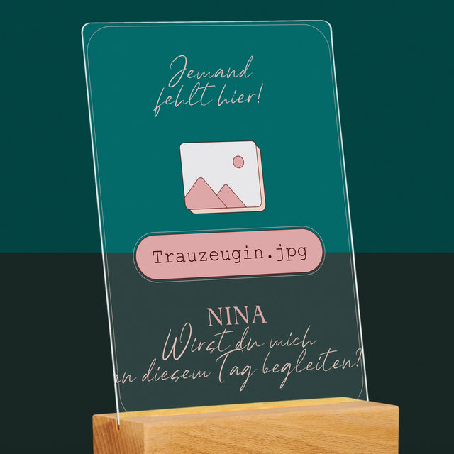 Name Und Unterschrift: Jemand Fehlt - Trauzeugin - Druck Auf Acrylglas