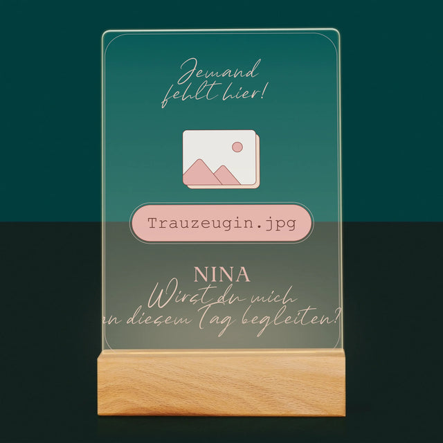 Name Und Unterschrift: Jemand Fehlt - Trauzeugin - Druck Auf Acrylglas