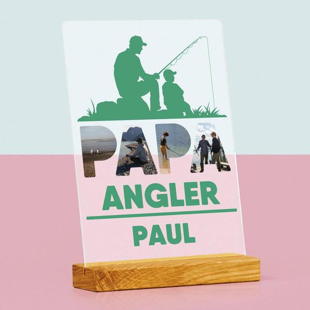 Buchstaben-Collage: Papa - Angler - Druck Auf Acrylglas