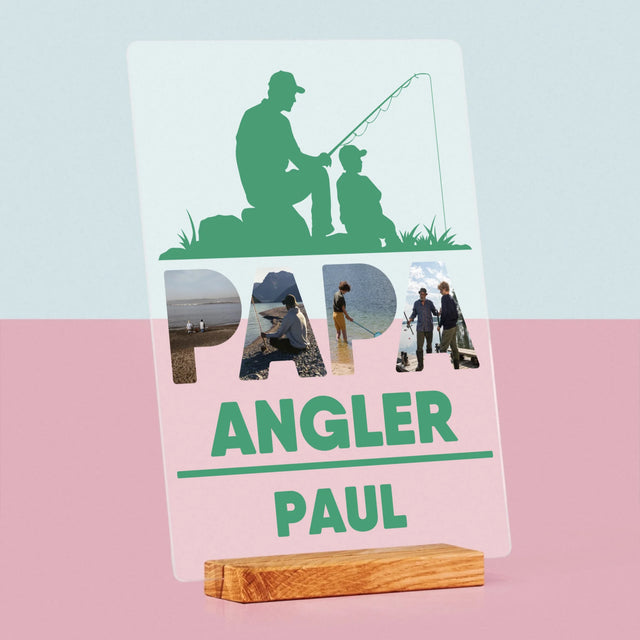 Buchstaben-Collage: Papa - Angler - Druck Auf Acrylglas