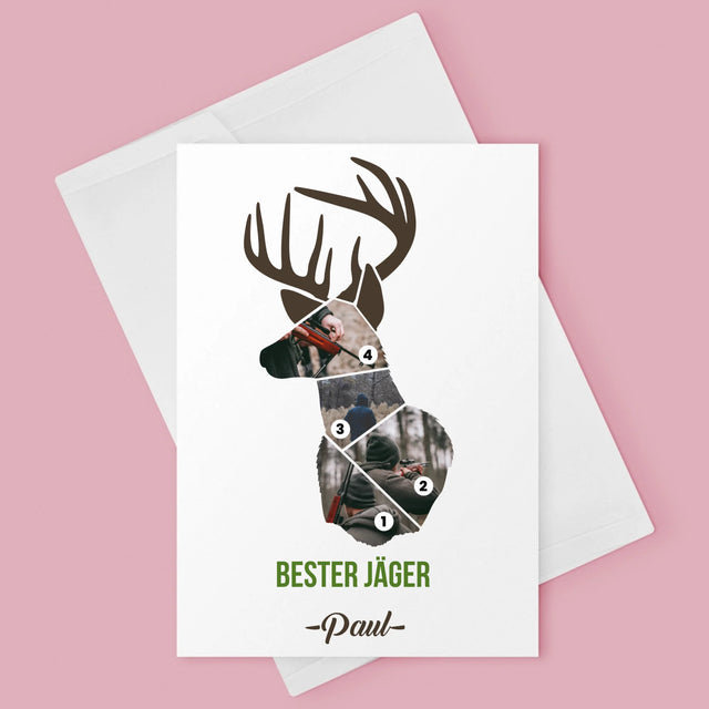 Form-Collage: Bester Jäger - Glückwunschkarte