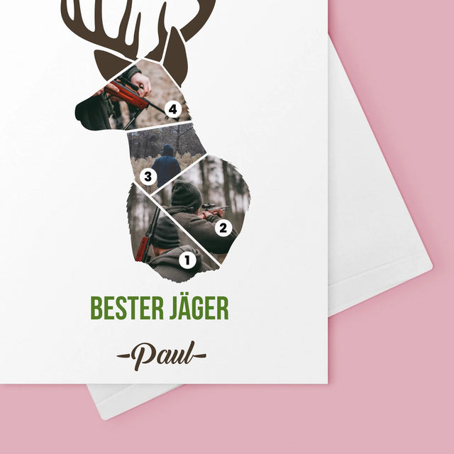 Form-Collage: Bester Jäger - Glückwunschkarte