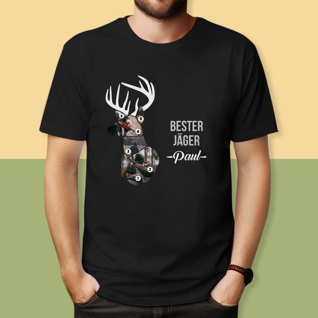 Form-Collage: Bester Jäger - T-Shirt Für Herren
